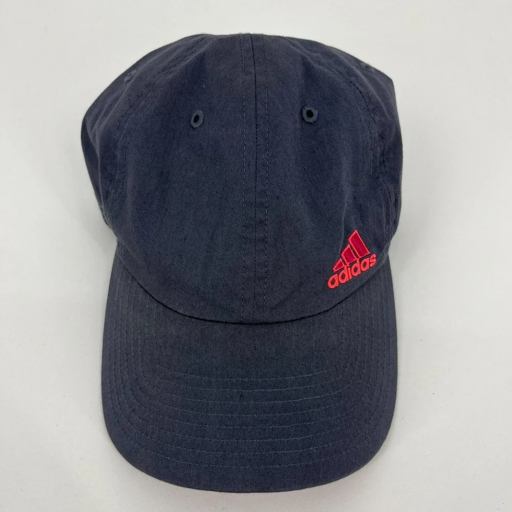 Adidas Climalite Navy Blue Pink Logo Adjustable Baseball Cap Hat